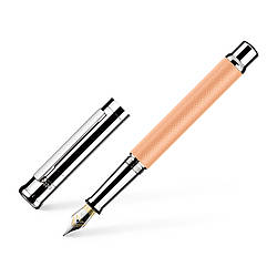 Ручка перова OttoHutt серії Design 04 Fountain Pen Checked guilloche frosted Apricot Platin, кор. абрикос, перо F (0.5 мм), 954331