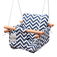 Підвісне дитяче крісло гойдалки KY-RS тканинне з дерев'яними елементами подушка до 25кг kalyna