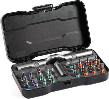 Набір викруток з тріскачкою Duka RS1 + 24 насадки Black (JDR)