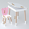 Дитячий столик білий і стільчик ведмедик рожевий. Столик із нішею для олівців і розмальовок, фото 6