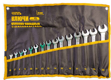 Ключі ріжково-накидні MASTERTOOL набір 15 шт (72-0115)