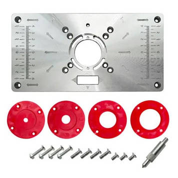 Пластина для ручного фрезера алюмінієва MHZ 235x120x8 мм зі змінними кільцями