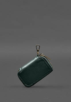 Шкіряний чохол для автомобільного ключа зелений крат BlankNote