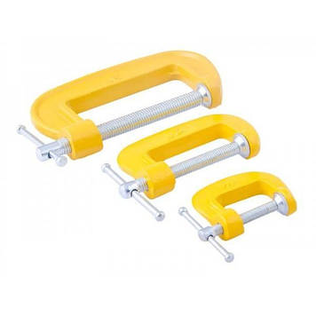 Струбцини столярні тип G MASTERTOOL GM набір 3 шт. 25 мм 45 мм 70 мм (07-0300)