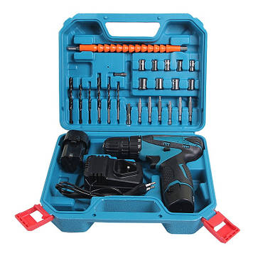 Шурупокрут акумуляторний Tool-X Cordless Drill з набором насадок 12 В 1.5 А·год у валізі