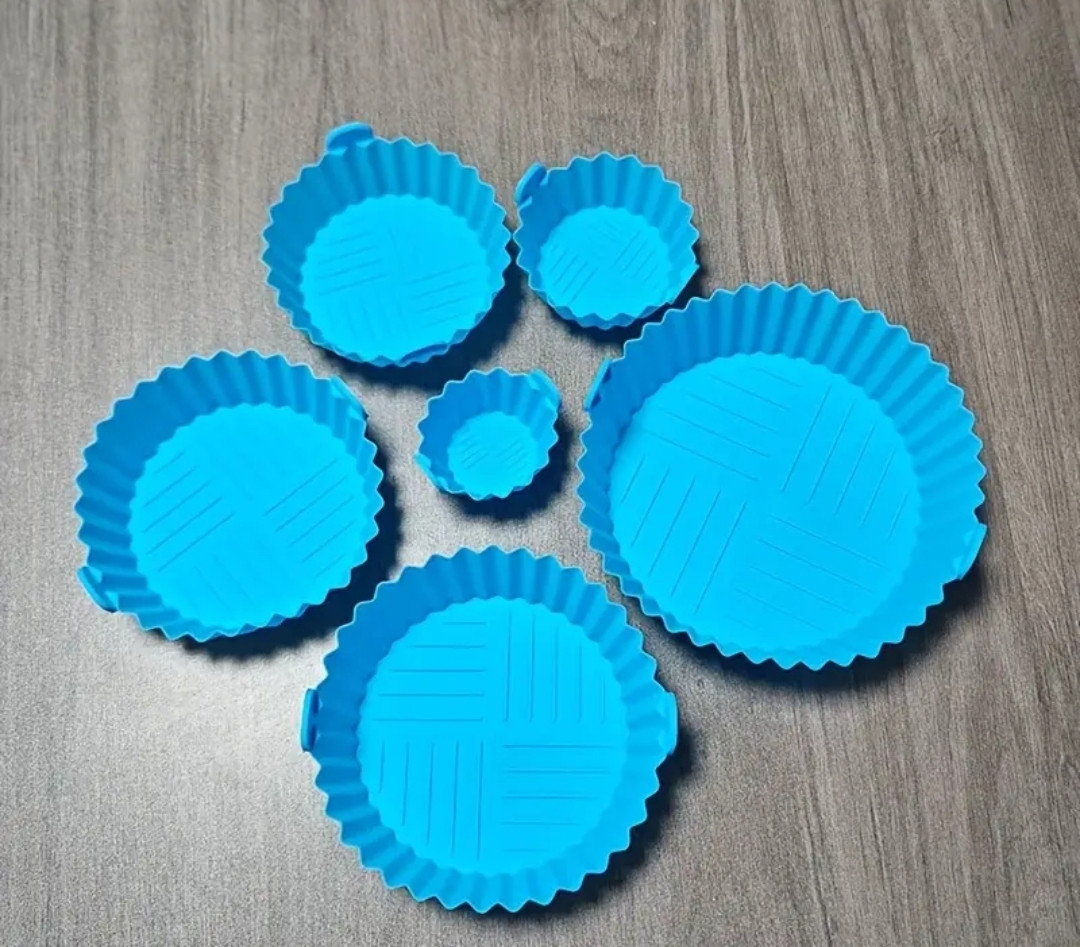 Набір силіконових форм 6 шт, силіконова форма для запікання в аерофритюрниці, аерогрилі блакитна, фото 1