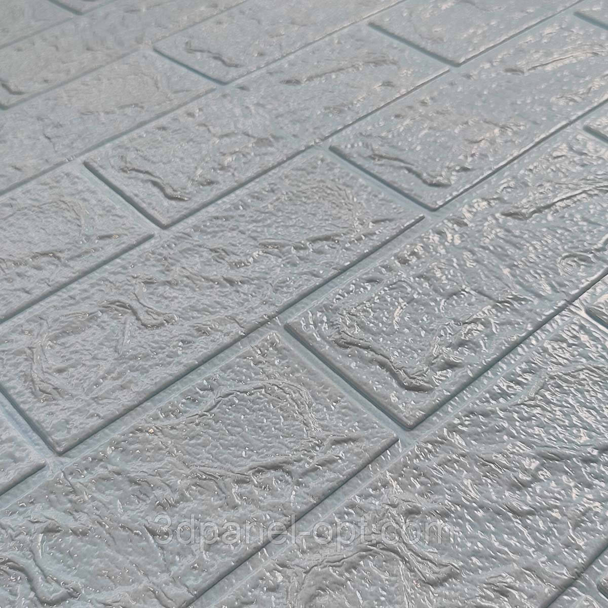 Самоклеюча декоративна 3D панель під світло блакитну цеглу 700x770x3 мм, фото 1