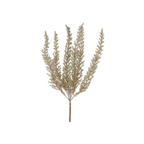 Штучна гілка папороті 29см Флористичний матеріал для декору з глітером Золотистий, фото 1