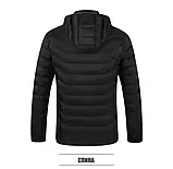 Чоловіча Куртка з Підігрівом (L) 32 Зон USB | Чорна, 3 Режими (35-55°C) | Термокуртка для ЗСУ, Риболовлі, Полювання, Роботи, фото 5