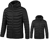 Чоловіча Куртка з Підігрівом (L) 32 Зон USB | Чорна, 3 Режими (35-55°C) | Термокуртка для ЗСУ, Риболовлі, Полювання, Роботи, фото 4