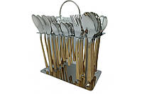 Набір столових приладів із нержавіючої сталі 36 предметів з візерунком на підставці cutlery set cd01 lamp