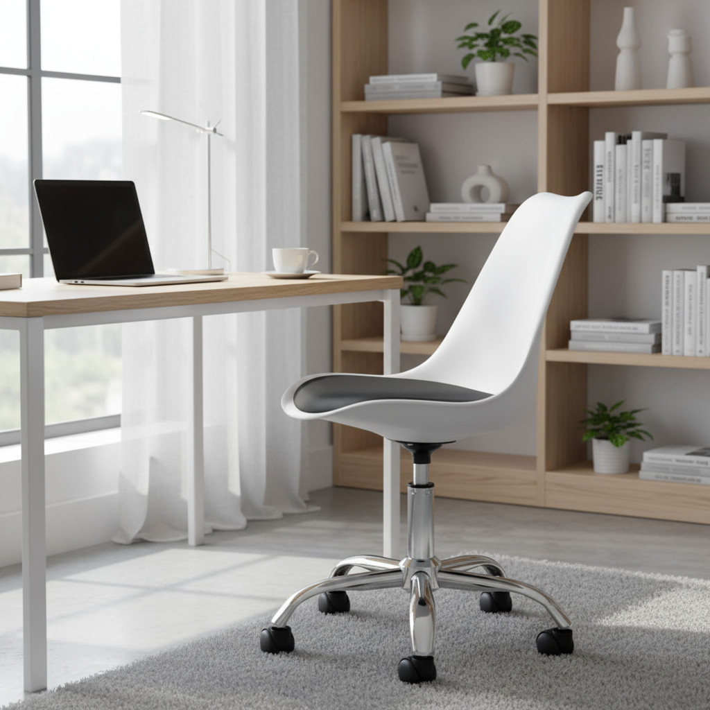 Крісло Viena на колесах біле з чорним сидінням (947)