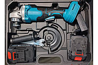 Електрична болгарка акумуляторна кутова шліфувальна машина 48v з кейсом синя kalyna