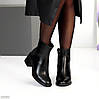 Класичні лаконічні чорні шкіряні ботильйони на середньому підборі, фото 8