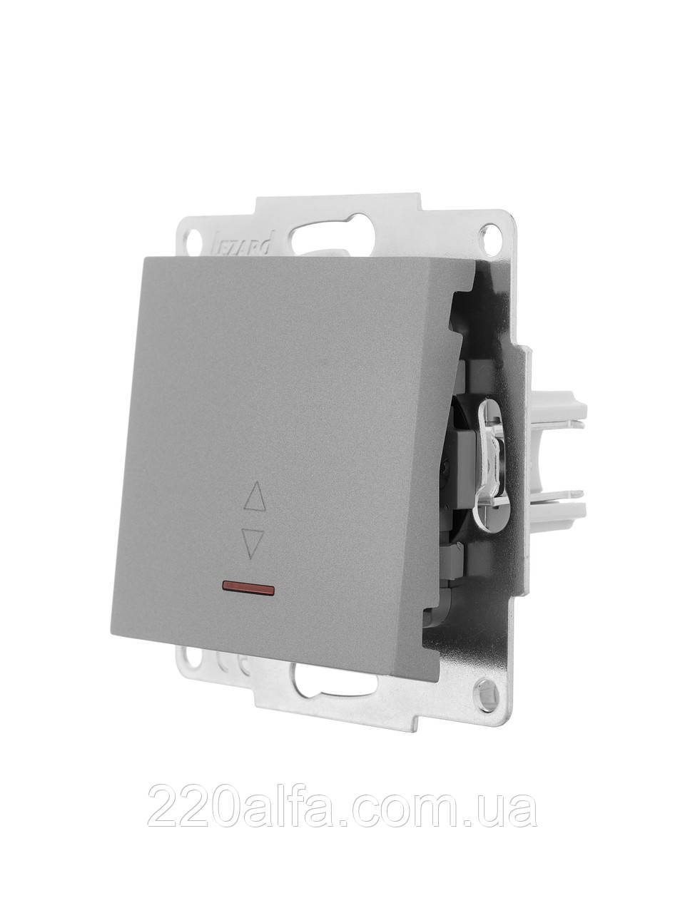 Вимикач прохідний з підсвіткою LEZARD VESNA сірий (10 шт./120 шт.) (без рамки), фото 1