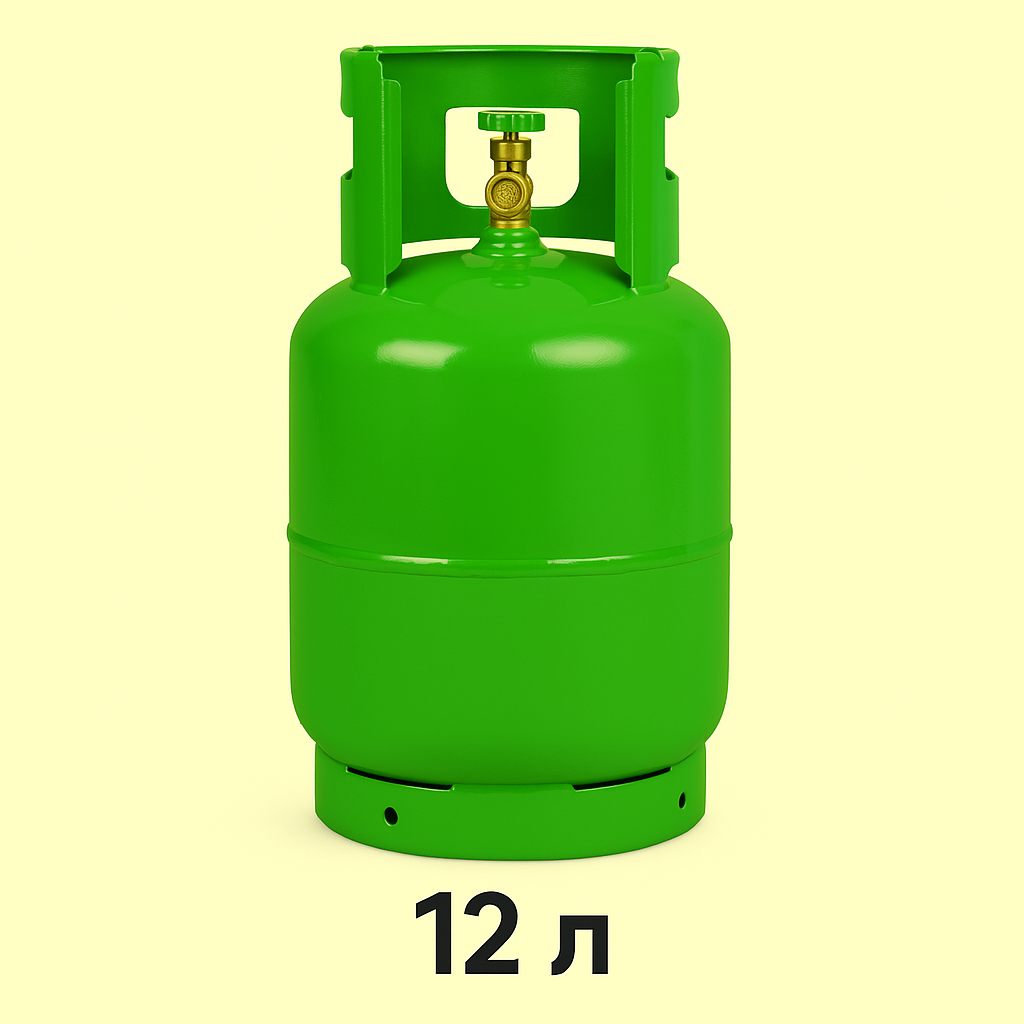 Балон газовий сталевий 12 л — ємність для пропан-бутану, кемпінгу, дачі та побутових потреб, фото 1