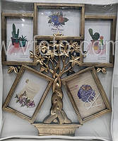 Фоторамка колаж(мульти рамка) Дерево 5 фото(10*15)см біла/бронза XF-58