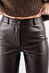 Штани з кокеткою еко шкіра коричневі 30011 (2000000155678), фото 4