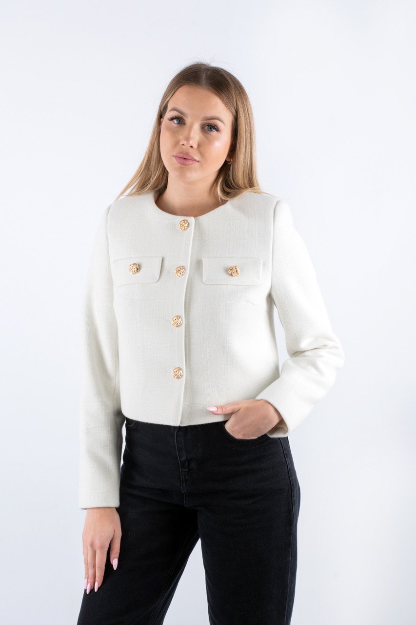 Жакет твідовий укорочений білий 41421-1 (2000000155814), фото 1