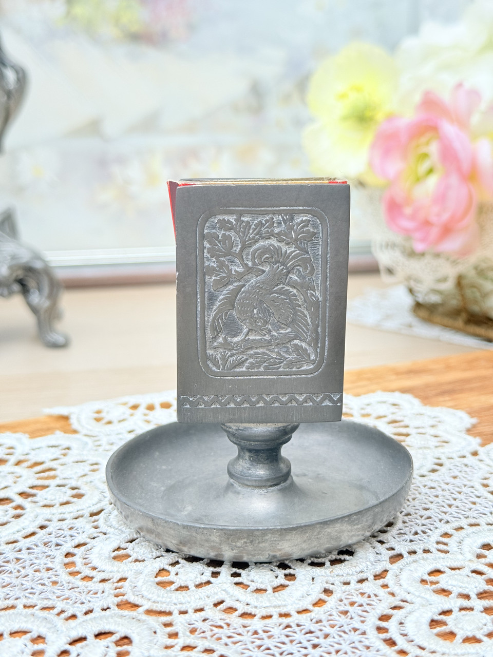 Старий олов'яний тримач для сірників, підставка, олово, Німеччина, вінтаж