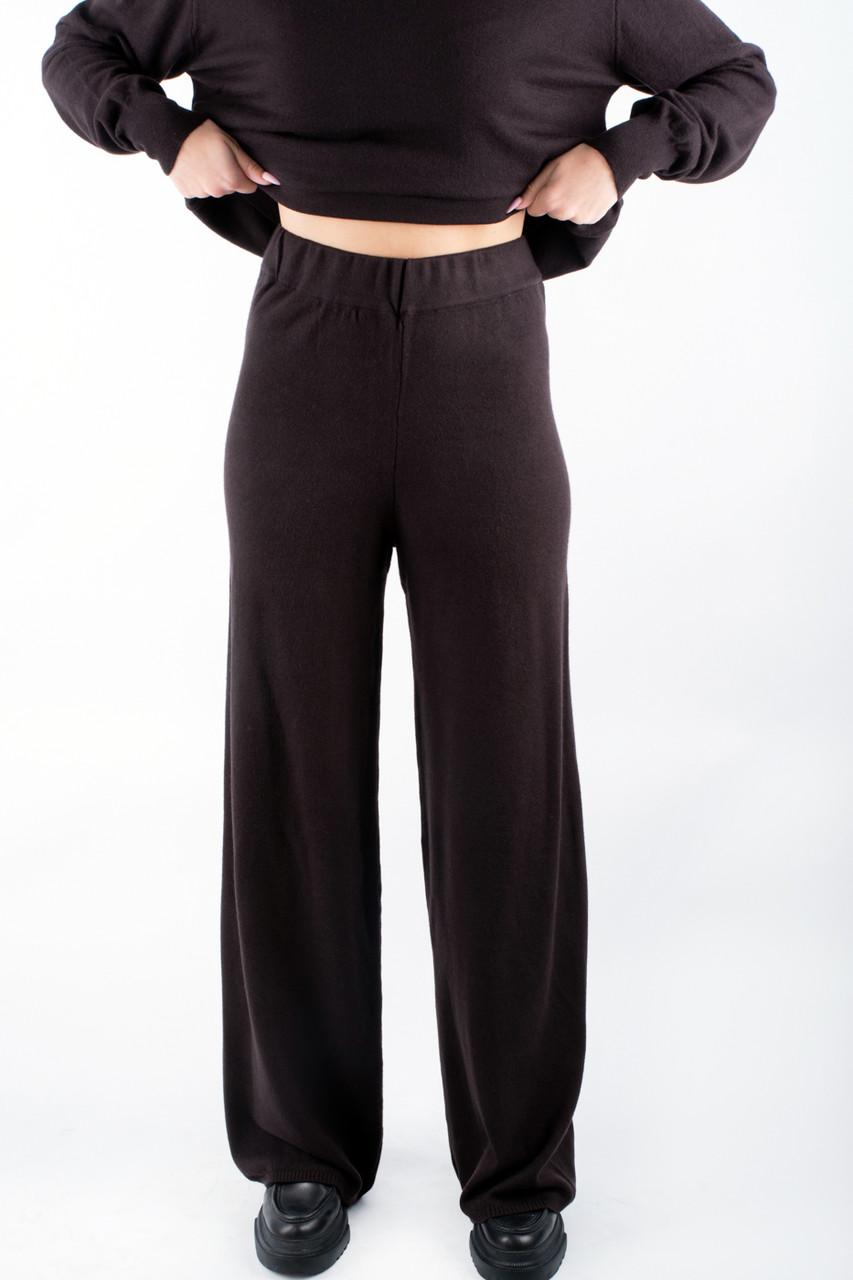 Штани палаццо вʼязані коричневі 70163 (2000000157092), фото 1