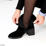 Жіночі ботильйони на зручних підборах, Шкіряні жіночі чоботи на квадратних підборах, фото 9