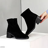 Жіночі ботильйони на зручних підборах, Шкіряні жіночі чоботи на квадратних підборах, фото 6
