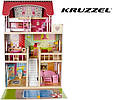 Дерев’яний будиночок для ляльок Kruzzel XXL 26365 (90 см, 3 поверхи, LED-підсвітка, басейн, меблі), фото 10