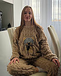 Махрова жіноча піжама з ведмедиком коричнева універсальний розмір S–M, фото 7