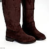Шикарні хітові замшеві чоботи жокейки єврозима колір Шоколад, фото 4