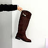 Шикарні хітові замшеві чоботи жокейки єврозима колір Шоколад, фото 2