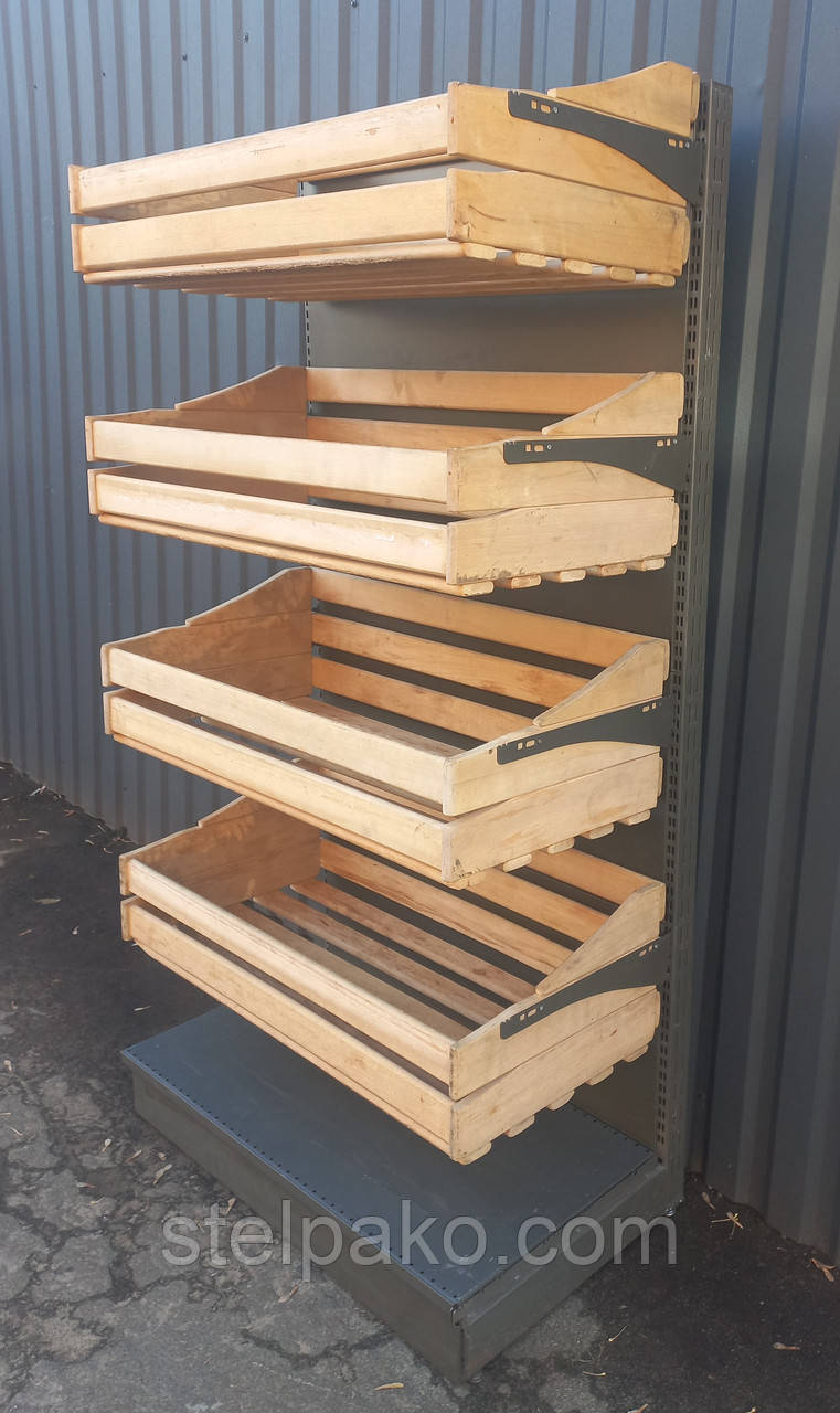 Торговий хлібний стелаж «Колумб» 195х100 см., на 4 лотки, Б/у, фото 1