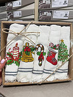 Новорічний набір рушників із вишивкою (5 шт.) – святкові рушники Natural Cotton з новорічними мотивами