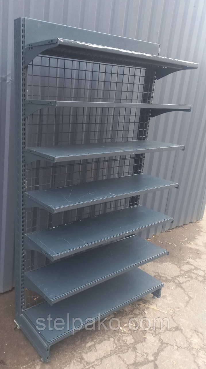 Торговий пристінний (односторонний) стелаж (торець) «Колумб» 180х100 см., чорний, Б/у, фото 1