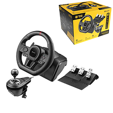 Кермо з педалями та коробкою передач | TrackForcer 6in1| PS4, PS3, PC, Xbox One, Xbox 360 | вібрація, регулювання​