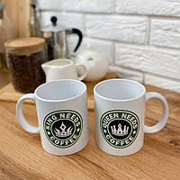Парные чашки King Needs Coffee & Queen Needs Coffee lamp