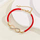 Браслет жіночий червона мотузка знак нескінченності золотиста регульований 19-23 см IgnisFlos456, фото 2
