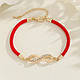 Браслет жіночий червона мотузка знак нескінченності золотиста регульований 19-23 см IgnisFlos456, фото 3