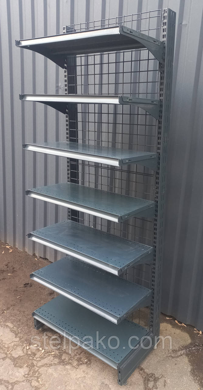 Торговий пристінний (односторонний) стелаж (торець) «Колумб» 180х66 см., чорний, Б/у, фото 1