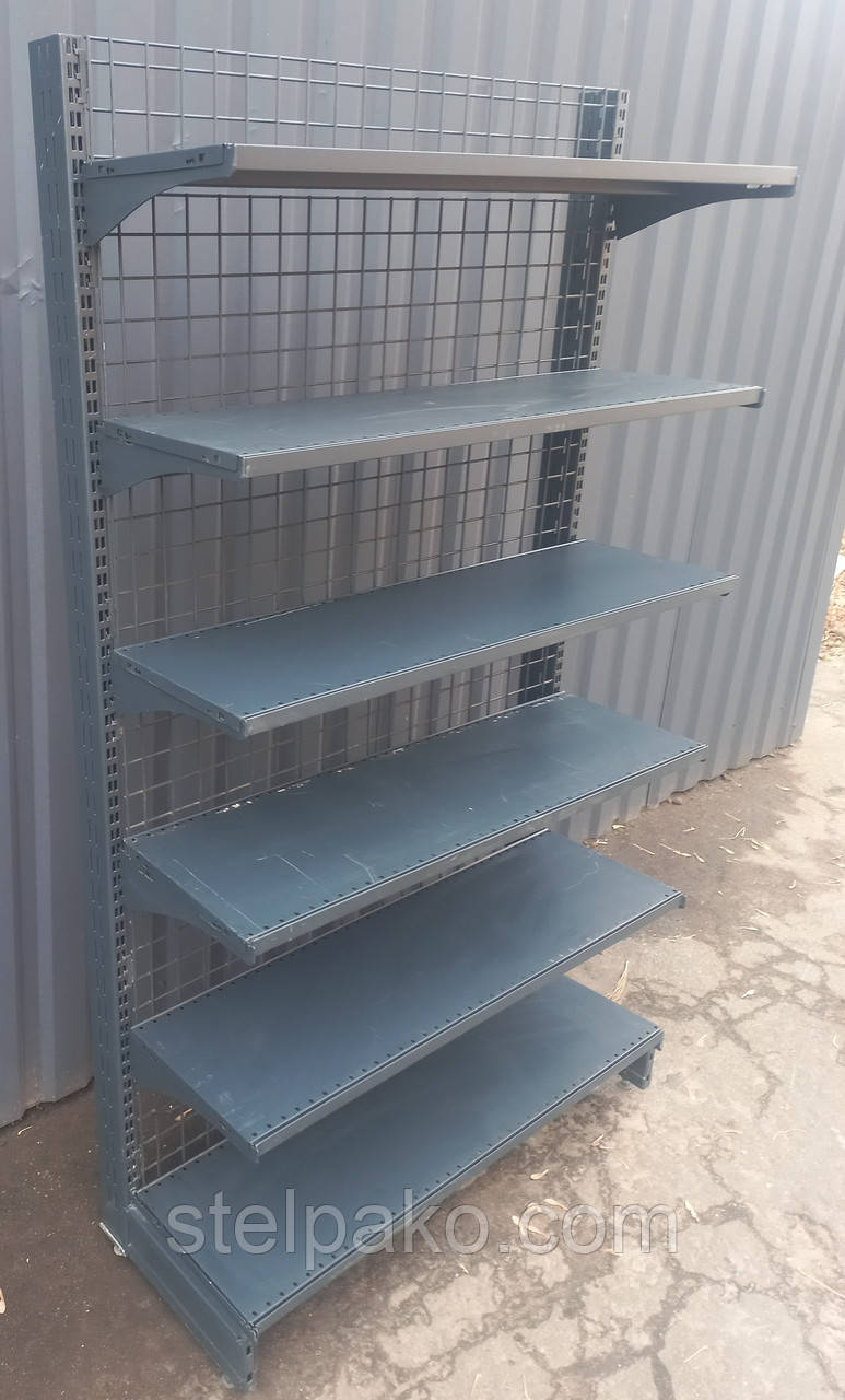 Торговий пристінний (односторонний) стелаж (торець) «Колумб» 180х100 см., чорний, Б/у, фото 1