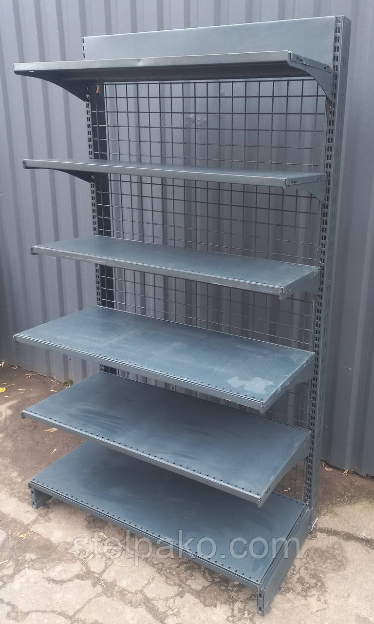 Торговий пристінний (односторонний) стелаж (торець) «Колумб» 180х100 см., чорний, Б/у, фото 1