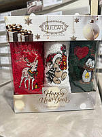 Новорічний набір рушників Gülcan (3 шт.) – святкові рушники 30×50 см