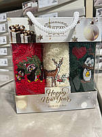 Новорічний набір рушників Gülcan (3 шт.) – святкові рушники 30×50 см