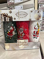 Новорічний набір рушників Gülcan (3 шт.) – святкові рушники 30×50 см