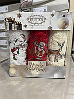 Новорічний набір рушників Gülcan (3 шт.) – святкові рушники 30×50 см