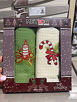 Новорічний набір рушників Meteor (2 шт.) – кухонні рушники з вишивкою Merry Christmas 40×60 см