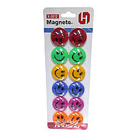 Магніти для дошки "Смайли", Набір 12 штук, Х-3012