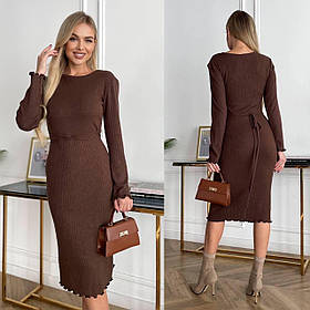 Кавове плаття з ангори в рубчик