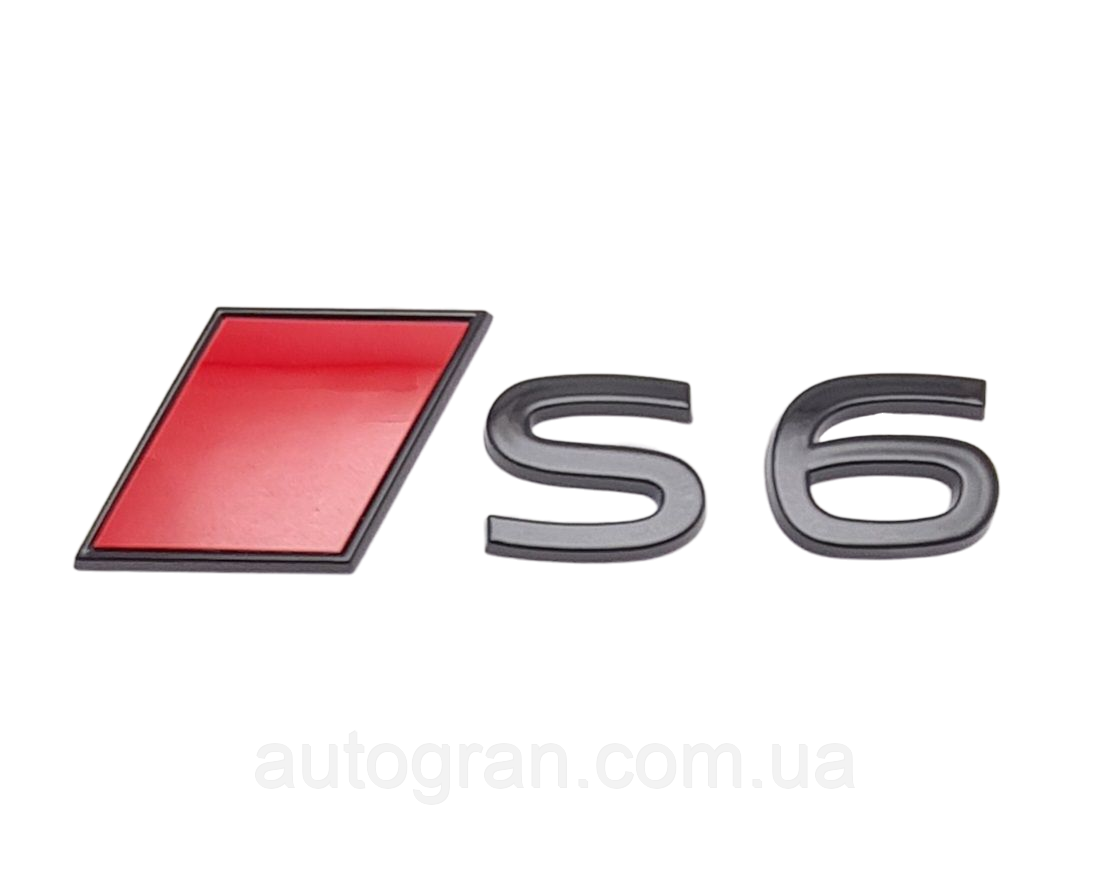 Емблема на кузов Audi S6 чорна новий тип, фото 1