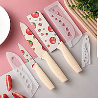 Набір кухонних ножів з малюнком «Томати» 3 шт — кухонний набір для овочів, м’яса та фруктів